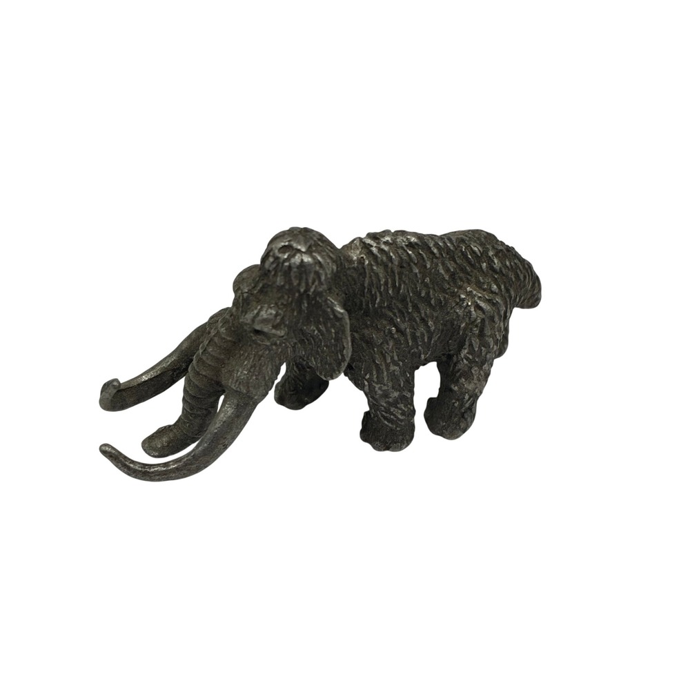 Vintage Pewter Woolly Mammoth Figurine Miniature Prehistoric Animal Statue